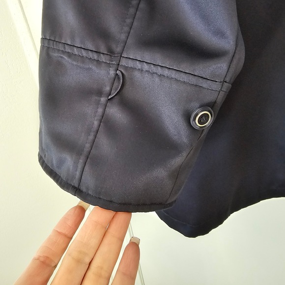 Dennis By Dennis Basso Navy Blue Coat Jacket L Zip Front Lined Springtime Jacket - Picture 4 of 16